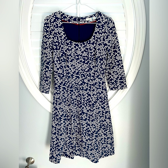 Womens Boden polka Dot Scoop Neck 3/4 Sleeve Midi Dress 6petite Pockets Career‎ - Picture 1 of 7
